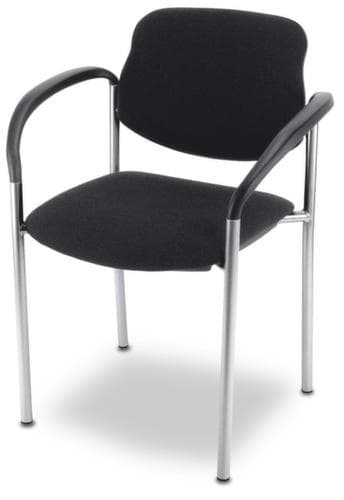 Nowy Styl Siège visiteur gerbable 6 fois Style avec capitonnages, assise tissu (100 % fibres synthétiques), noir