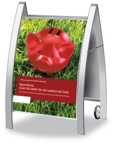 Porte-affiches Bostonpour l'extérieurpour DIN A1cadre argentéavec 2 roulettes
