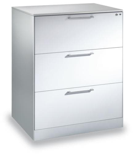 C+P Armoire pour dossiers suspendus avec poignées étrier, 3 extensions, RAL7035 gris clair/gris clair