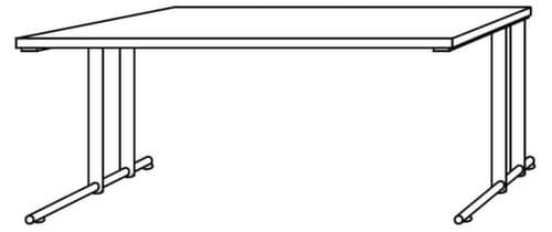 Bureau Terra Nova avec piètement en C, largeur x profondeur 1600 x 800 mm, plaque blanc