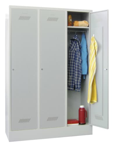 PAVOY Armoire vestiaire Basis gris clair avec 3 compartiments, largeur de compartiment 400 mm