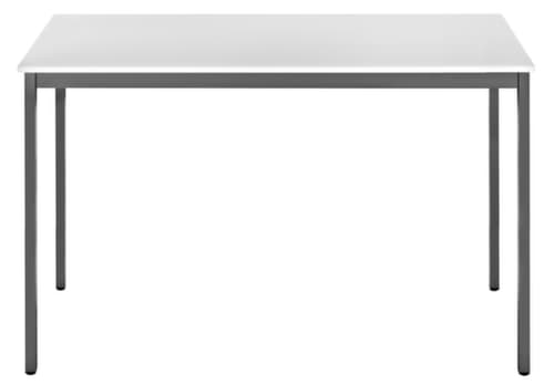 Table polyvalente rectangulaire en tube carré, largeur x profondeur 1200 x 800 mm, panneau gris clair