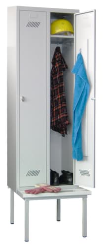PAVOY Armoire vestiaire Basis gris clair avec banc + 2 compartiments, largeur de compartiment 400 mm