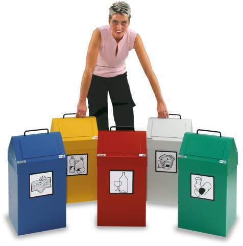 stumpf Conteneur de matériaux recyclables ignifugés, 45 l, RAL7035 gris clair, couvercle RAL7035 gris clair