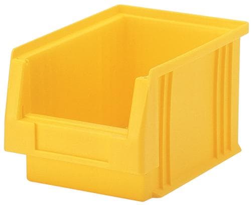 bac à bec empilable adapté aux convoyeurs à rouleaux, jaune, profondeur 290 mm, polypropylène