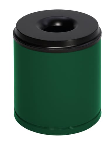 VAR Corbeille à papier avec tête étouffoir, 30 l, RAL6001 vert émeraude, partie supérieure noir