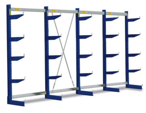 Rayonnage cantilever, unilatéral - conçu pour un montage mural, hauteur 1980 mm, 5 niveaux