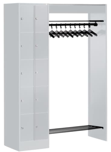 C+P Vestiaire à casiers Classic avec 10 casiers + porte-chapeaux + porte-chaussures, largeur 1410 mm
