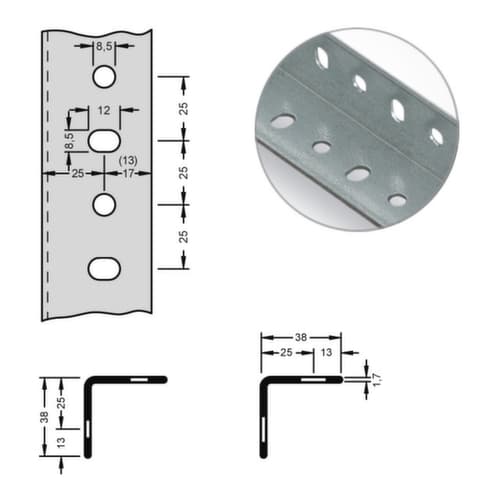hofe Rack de stockage Profil d'auto-assemblage, longueur 2 m, avec revêtement en zinc anti-corrosion