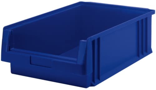 Lakape bac à bec empilable Eco adapté aux convoyeurs à rouleaux, bleu, profondeur 500 mm, polypropylène