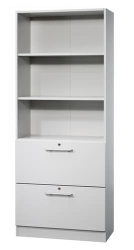 Combinaison d'étagères Sina et de tiroirs HR, 3 compartiments de rayonnage, largeur 800 mm, gris clair