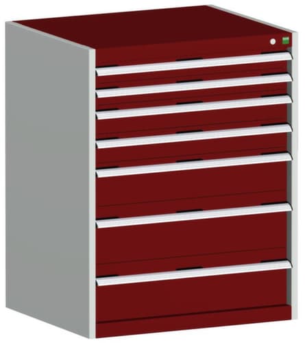 bott Armoire à tiroirs cubio surface de base 800x750 mm, 7 tiroir(s), RAL7035 gris clair/RAL3004 rouge pourpre