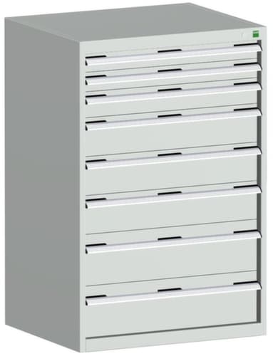 bott Armoire à tiroirs cubio surface de base 800x750 mm, 8 tiroir(s), RAL7035 gris clair/RAL7035 gris clair
