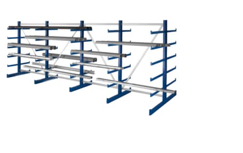 META Rayonnage cantilever universel Atlas ST, bilatéral - possibilité d’installation flexible librement dans la pièce, hauteur 2000 mm, 6 niveaux