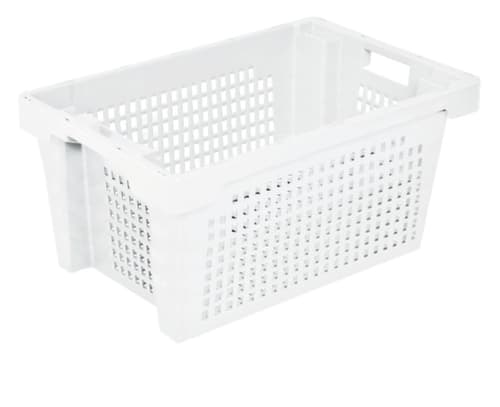 Conteneurs gerbables rotatifs Euronorm Parois + fond perforé, blanc nature, capacité 50 l