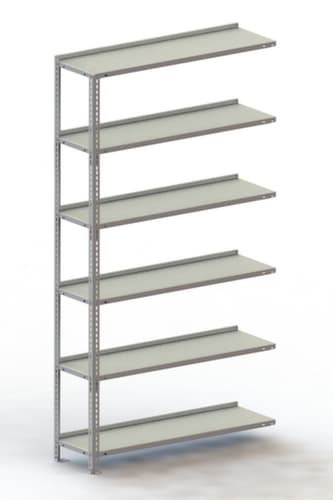META Rayonnage à boulonner élément suivant, 6 tablettes, RAL7035 gris clair