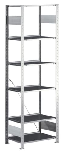 META Rayonnage sans boulons élément de départ avec élingue chaîne, hauteur x largeur x profondeur 2200 x 806 x 336 mm, 6 tablettes
