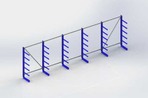META Rayonnage cantilever universel Atlas ST, unilatéral - conçu pour un montage mural, hauteur 2000 mm, 6 niveaux