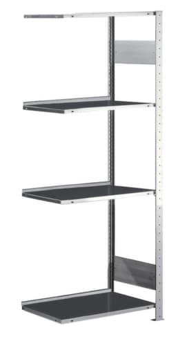 META Rayonnage sans boulons élément suivant avec élingue chaîne, hauteur x largeur x profondeur 1850 x 756 x 336 mm, 4 tablettes