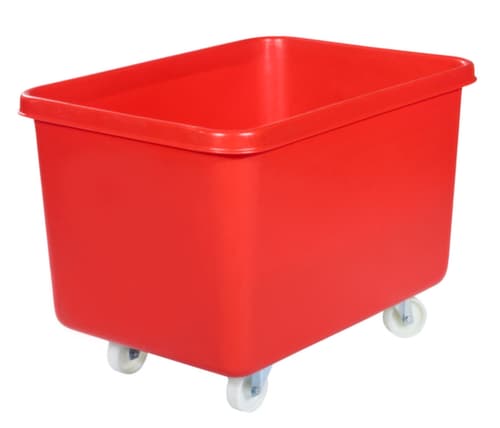 Conteneur rectangulaire mobile de sécurité alimentaire + base renforcée, capacité 340 l, rouge
