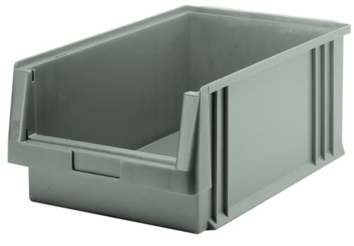 Lakape bac à bec empilable Eco adapté aux convoyeurs à rouleaux, gris, profondeur 500 mm, polypropylène
