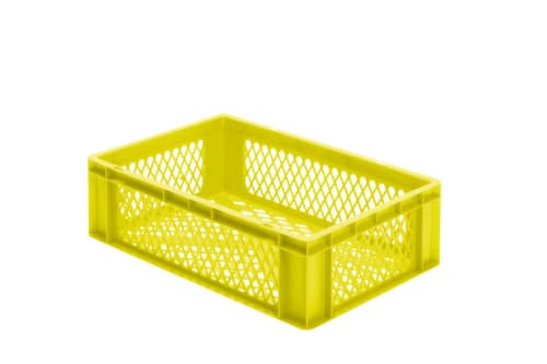 Lakape Bac gerbable norme Europe Favorit parois + fond ajourés, jaune, capacité 33 l