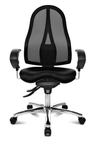 Topstar siège de bureau pivotant Sitness 15 avec mécanisme de contact permanent, Dossier maille, noir