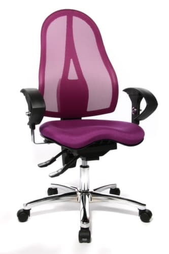 Topstar siège de bureau pivotant Sitness 15 avec mécanisme de contact permanent, Dossier maille, violâtre