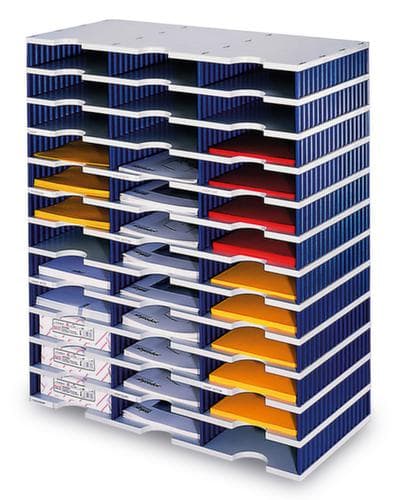 Styro Station de tri styrodoc trio, 36 compartiments DIN C4, gris/bleu