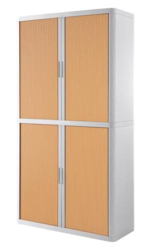 Paperflow Armoire à rideaux transversaux easyOffice®, 4 hauteurs des classeurs, blanc/hêtre