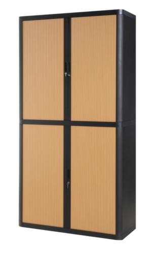 Paperflow Armoire à rideaux transversaux easyOffice®, 4 hauteurs des classeurs, noir/hêtre