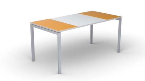 Ecrire le kitsch easyDesk en bicolore, piètement 4 pieds, largeur 1400 mm, orange/blanc/blanc