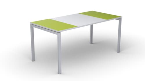 Ecrire le kitsch easyDesk en bicolore, piètement 4 pieds, largeur 1800 mm, vert/blanc/blanc