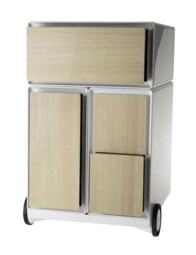 Paperflow Conteneur à roulettes easyBox avec tiroir HR, 3 tiroir(s), blanc/hêtre