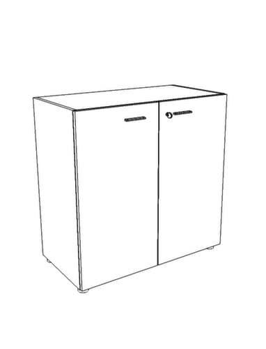 Quadrifoglio Armoire à portes battantes T45 avec double porte battante, 2 hauteurs des classeurs, blanc/noyer