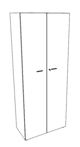 Quadrifoglio Armoire à portes battantes T45 avec double porte battante, 5 hauteurs des classeurs, blanc/noyer