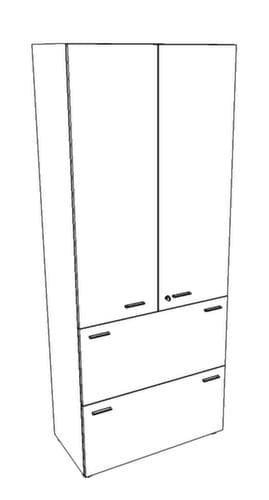 Quadrifoglio Armoire combinée T45 avec 2 tiroirs pour dossiers suspendus, 2 extensions, blanc/blanc