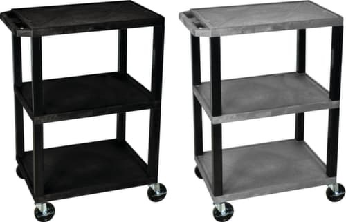 Chariot à étagères plastique 610x460 mm, force 150 kg, 3 plateaux