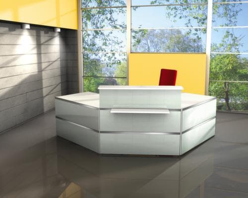 Kerkmann Banque d'accueil angulaire Atlantis avec comptoir superposable central