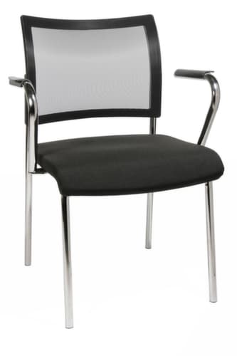 Topstar Siège visiteur Visit 10 avec dossier maille, assise tissu (100 % polypropylène), noir