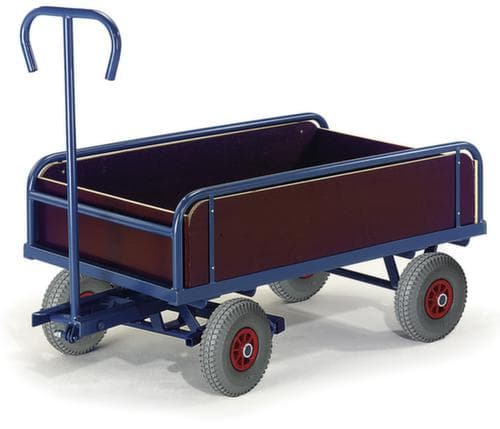 Rollcart Chariot à timon 2 axes avec direction, force 400 kg, plateau longueur x largeur 1130 x 635 mm