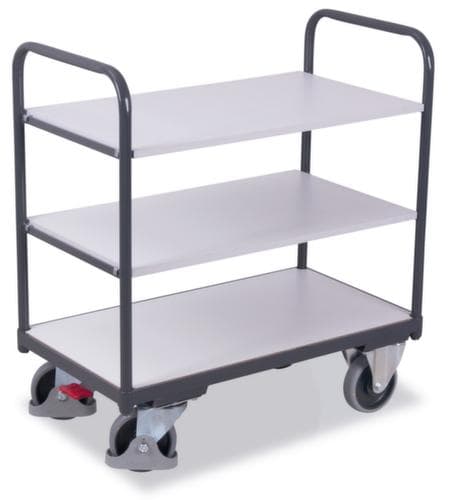 VARIOfit Chariot à étagères EDD 985x490 mm, force 250 kg, 3 plateaux