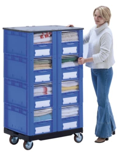 Conteneur de stockage visible Euronorm avec ouverture d'accès, bleu, HxLxl 170x400x300 mm