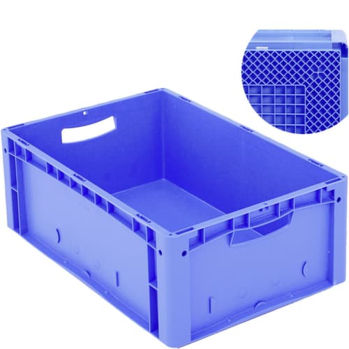 Conteneurs gerbables Euronorm à fond nervuré, bleu, capacité 49 l