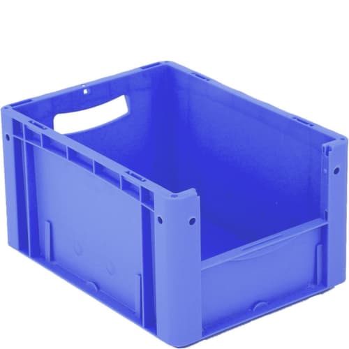 Conteneur de stockage visible Euronorm avec ouverture d'accès, bleu, HxLxl 220x400x300 mm