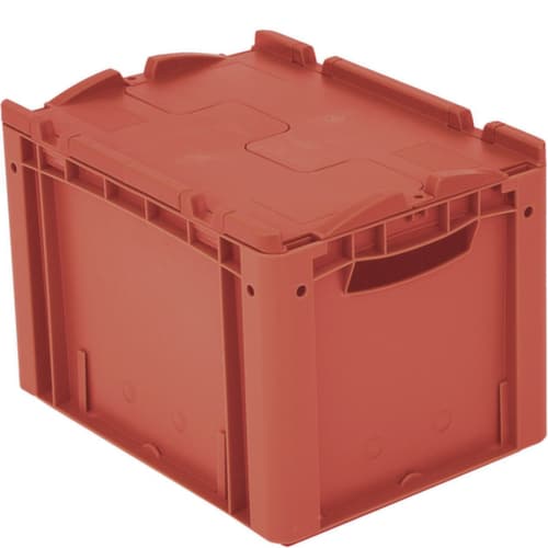 Bac gerbable norme Europe, rouge, capacité 25 l, Couvercle à charnière en 2 parties