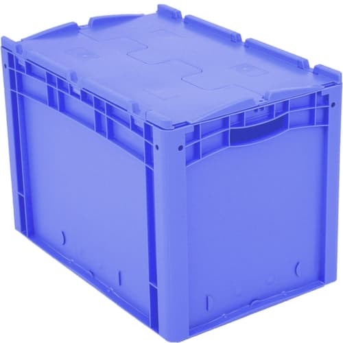 Bac gerbable norme Europe à double fond, bleu, capacité 79 l, Couvercle à charnière en 2 parties
