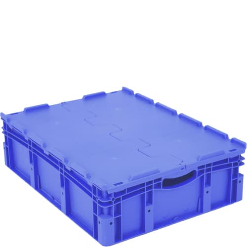 Bac gerbable norme Europe à double fond, bleu, capacité 79 l, Couvercle à charnière en 2 parties