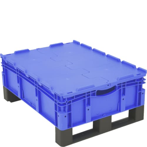Bac gerbable norme Europe à double fond, bleu, capacité 79 l, Couvercle à charnière en 2 parties