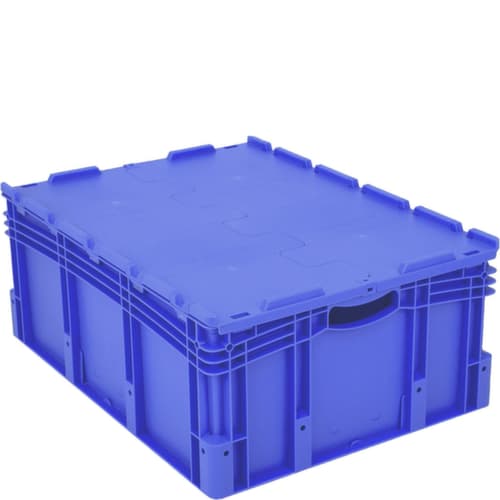 Bac gerbable norme Europe de grand volume, bleu, capacité 128 l, couvercle à charnière